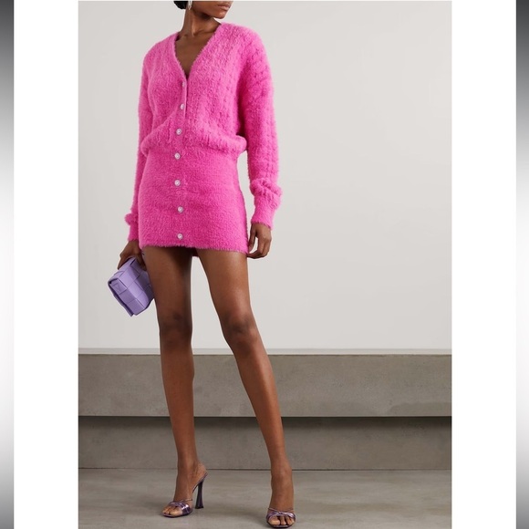 NWT RETROFETE Cable-Knit Mini Dress Size S Pink New Tala Fuzzy sweater Small - Picture 4 of 12